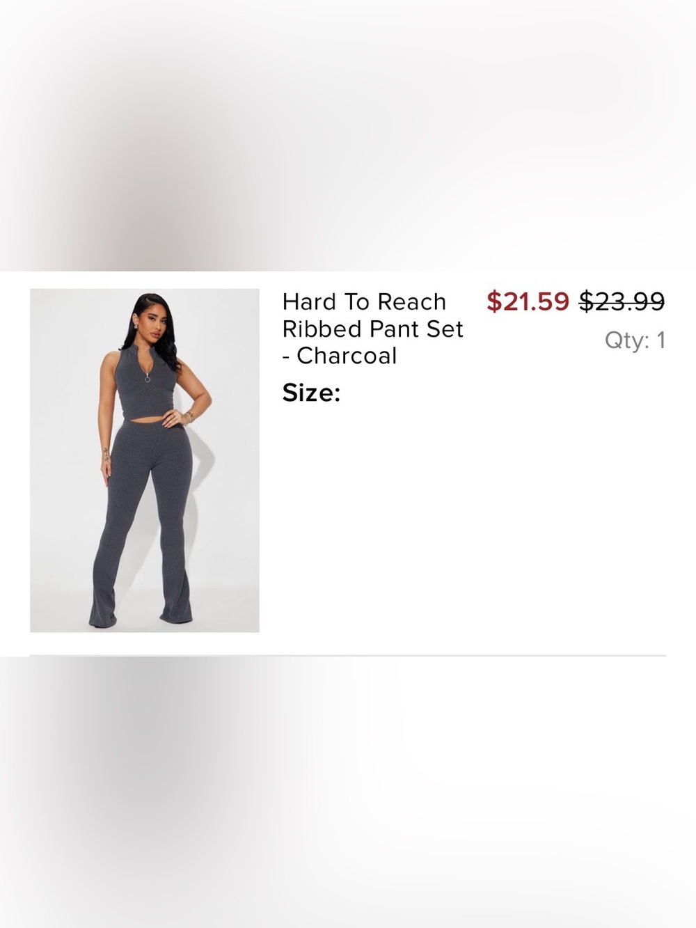 Fashion Nova Ribbed High-Waist Flare Leggings Set - Charcoal